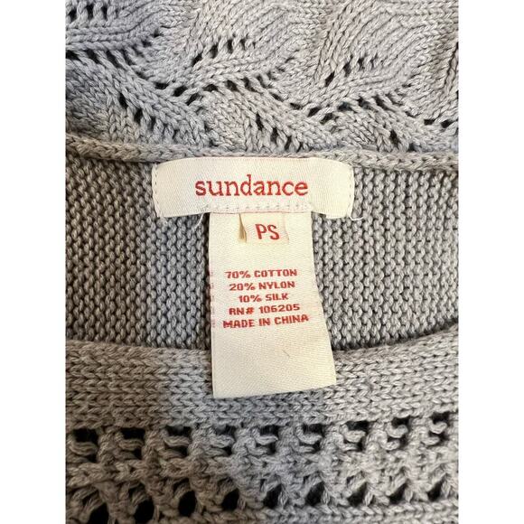 Sundance Silk Blend Sweater Dress Long Sleeve Open Knit Grey/Taupe Small Petite - Picture 6 of 6